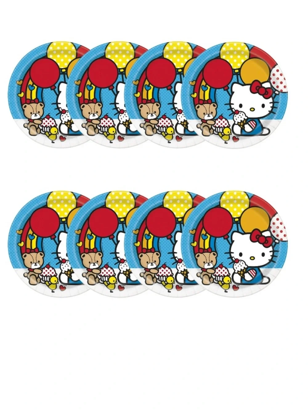 Hello Kitty Party Plates & Napkins with Red Bow and Balloons 🎈
